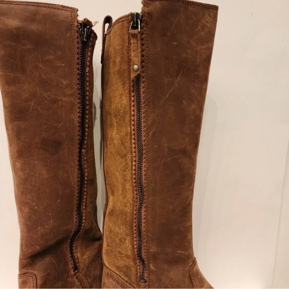 Teva Ellery Tall Waterproof Women’s Brown Leather Boots Size 6